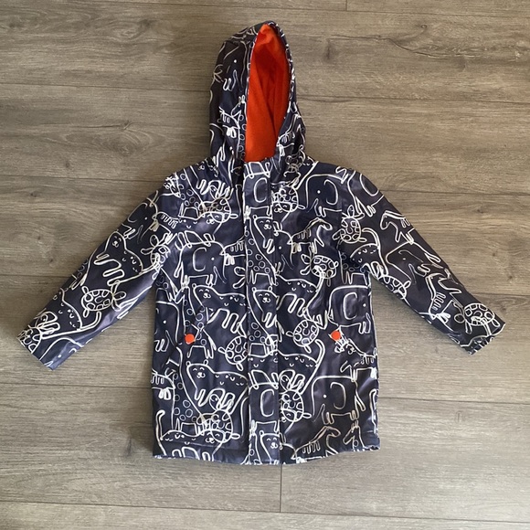 Toddler Fleece Lined Animal Printed Raincoat Jacket - Picture 4 of 8